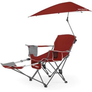 image:imageSportBrella 3Position Recliner Chair with Removable Umbrella and Footrest FireBrick Red